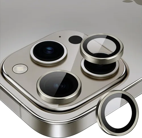 Vista 24 de Xfilm Protector de lente de cámara Bling para iPhone 14 Pro/14 Pro Max, dureza 9H a prueba de rayones, protector de anillo individual de metal