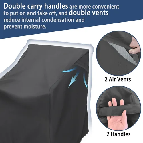 Vista 4 de Funda para Silla Mecedora de Exterior 27.5" L x 32.5" D x 39" H Gris Tela Oxford Impermeable 420D Protección Fundas para Silla Mecedora de Muebles