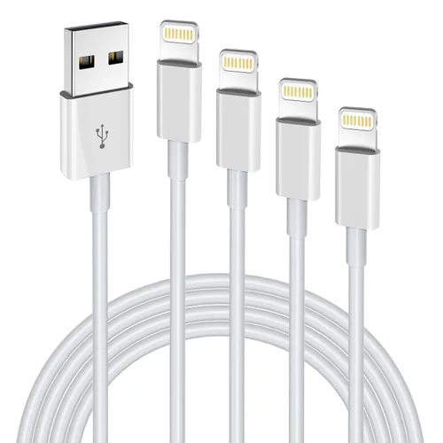 Vista 7 de Cable cargador Lightning para iPhone, paquete de 2 cables USB certificados Apple MFi, cable de carga rápida para iPhone, transferencia de datos