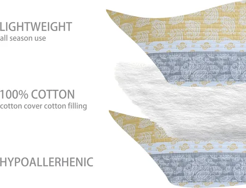 Vista 5 de Juego de edredón de algodón tamaño King, juego de ropa de cama verde y gris, colcha a rayas, juego de edredón ligero de verano de 3 piezas