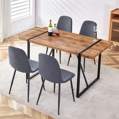Vista 22 de Mesa de Comedor para 4-6, Mesa de Cocina de 55'', Mesas de Cocina y Comedor, Mesa de Comedor de Madera MDF con Patas de Metal para Sala de Estar