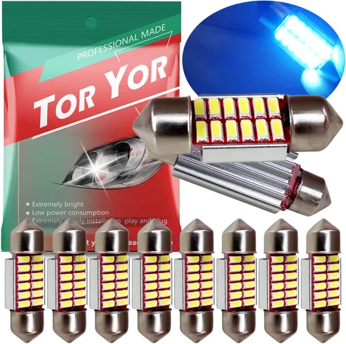 DE3175 - Bombilla LED azul de 1.220 in Festoon LED súper brillante CANBUS 12-SMD 4014, bombilla LED 3022, bombilla LED DE3021, 3175 LED para luces