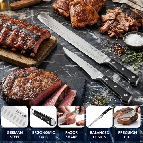 Vista 4 de Cutluxe Juego de Cuchillos de Trinchar para Barbacoa y Pechuga – Cuchillo de Cortar y Deshuesar de Acero Alemán Súper Afilado para Cortar Carne