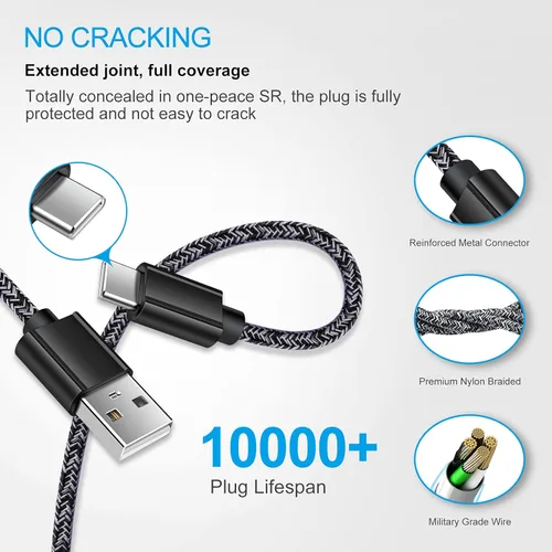 Vista 7 de Cargador rápido USB C para Samsung Galaxy S26 S25 S24 S23 S22 Z Flip 7/Z Fold 7 6 A57 A37 A17 A56 A36 A26 A16 A25 A35 A15 A54 A14 A53, carga rápida