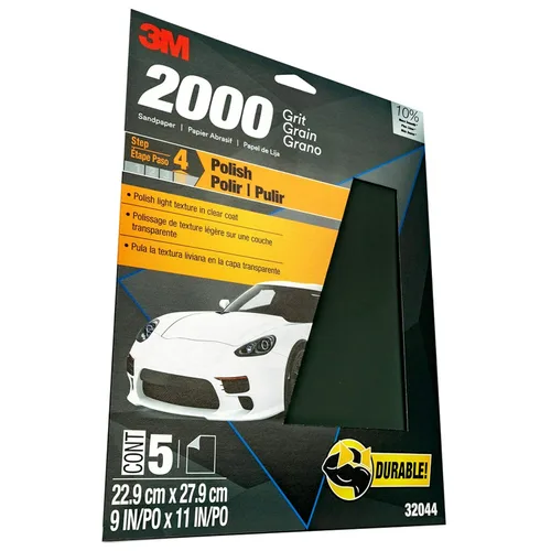 Vista 2 de 3M Wetordry - Papel de lija 32044, grano 2000, 9 x 11 pulgadas, 5 hojas por paquete