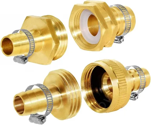 Joywayus Latón 1/2" Barb x 3/4" GHT Rosca Giratoria Moleteado y Hexagonal Jardín Manguera de Agua de Jardín Reparación Conector Montaje con