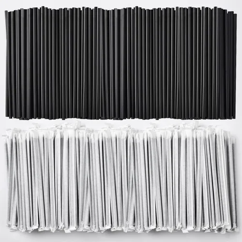 Vista 9 de ALINK 1000 popotes desechables de plástico de colores surtidos, pajitas rectas envueltas individualmente, 7.75 x 0.23 pulgadas