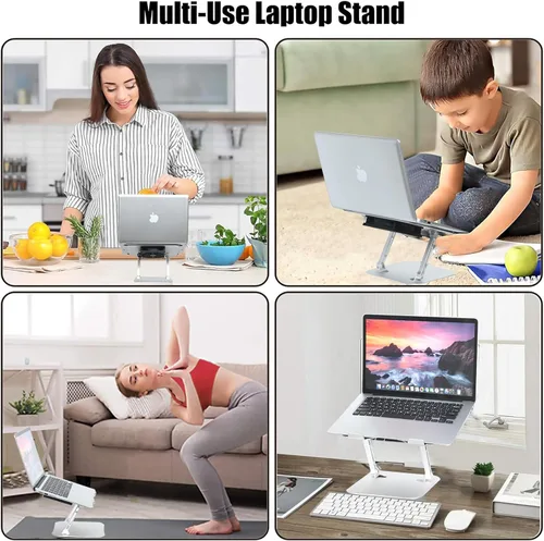 Vista 7 de Adjustable Laptop Stand with Cooling Fan, Aluminium Alloy Multi-Angle Computer Holder for Desk, Portable Notebook Metal Mount Compatible with