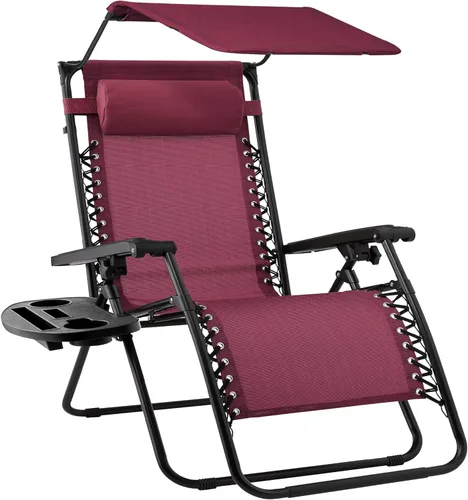 Vista 92 de Best Choice Products Silla reclinable plegable de gravedad cero para exteriores, de patio, para salón al aire libre, con toldo ajustable