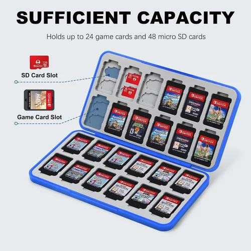 Vista 2 de FYY Nintendo Switch Game Case - Nintendo Switch Game Holder for Nintendo Switch Cartridge Case with 24 Game Card Slots & 48 Micro SD Card Slots