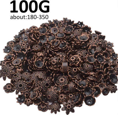 Vista 6 de BronaGrand 3.53 oz (alrededor de 180-350 piezas) tapas de cuentas de metal, espaciadores de joyería, accesorios para pulseras, collares, joyería
