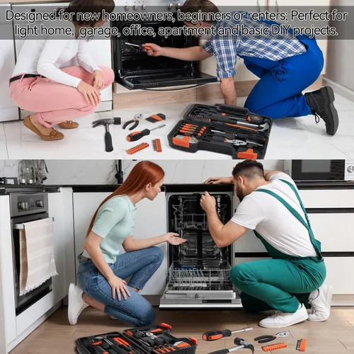 Vista 5 de MARTCOLOR Juego de herramientas para el hogar de 58 piezas, kit de herramientas manuales para el hogar general con caja de herramientas de plástico