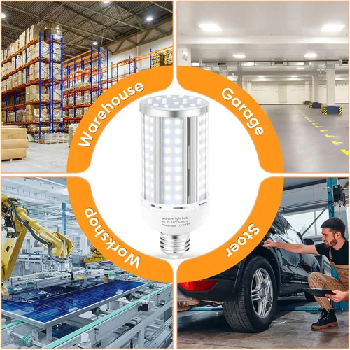 Vista 6 de Pack de 6 bombillas LED de maíz de 36 vatios, (equivalente a 320 vatios) sin ventilador, base E26/E39 mediana/grande mogul, lámpara LED de 5000 K