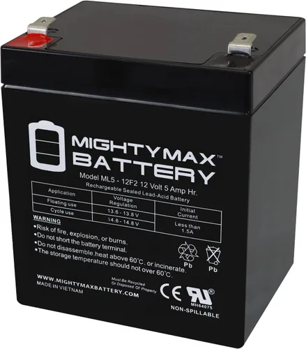 Vista 8 de Mighty Max Battery Batería de repuesto de 12V 5Ah F2 SLA para Ion Audio Job Rocker Max - 3