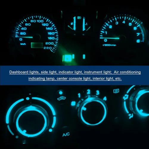 Vista 7 de QUICTO Bombilla LED para tablero superbrillante, T5 37 74 LED con enchufe de bloqueo giratorio PC74 PC37, para bombilla de automóvil, aire Azul