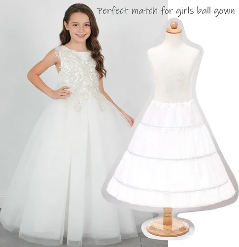 Vista 4 de Abaowedding Falda de Crinolina para Niñas con 3 Volantes, Media Enagua, para Niñas de Flores