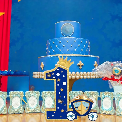 Vista 2 de Amyhill Letrero de madera con el número 1 de príncipe para el primer cumpleaños, centro de mesa de primer cumpleaños, decoración de fiesta de primer