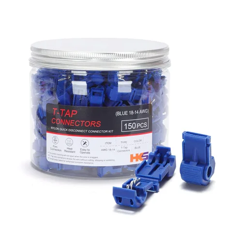 Vista 8 de HKS 150 Piezas Conectores de Desconexión Rápida de Espada Hembra de Nylon - Azul 16-14 AWG Kit de Conectores de Cable Eléctrico - Cobre Estañado