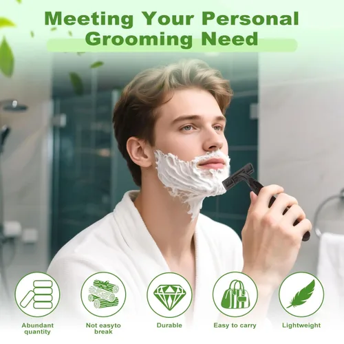 Vista 6 de Maquinillas de afeitar desechables de doble hoja a granel, envueltas individualmente, tapa de seguridad transparente, para personas sin hogar, Negro