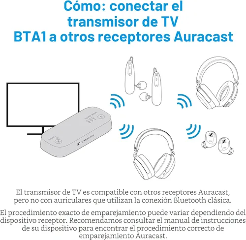 Vista 13 de Sennheiser Auriculares RS 255 para TV - Paquete de auriculares Bluetooth y transmisor - Auriculares inalámbricos de baja latencia con sonido