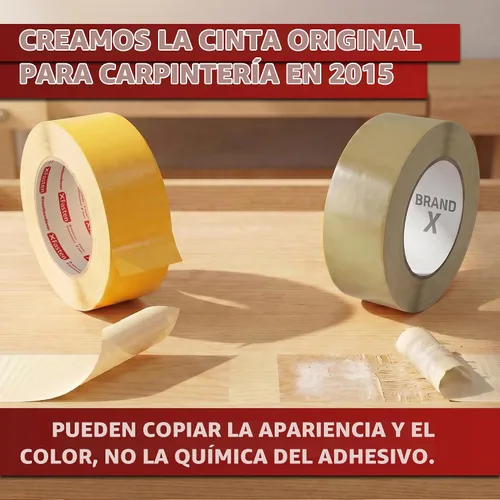 Vista 3 de XFasten Cinta de Doble Cara para Carpintería de 2 Pulgadas x 90 Pies, Cinta de Enmascarar de Doble Cara Resistente Sin Residuos para Plantillas