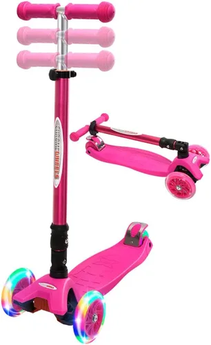 Vista 13 de ChromeWheels Patinetes Plegables para Niños, Patinete Deluxe con 4 Alturas Ajustables, Límite de Peso 132 libras, 3 Ruedas, Inclínate para Dirigir