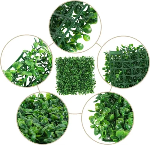 Vista 3 de Plantas artificiales de 10 x 10 pulgadas, telón de fondo de pared, flores, seto de boj para boda, paneles de vegetación para interiores