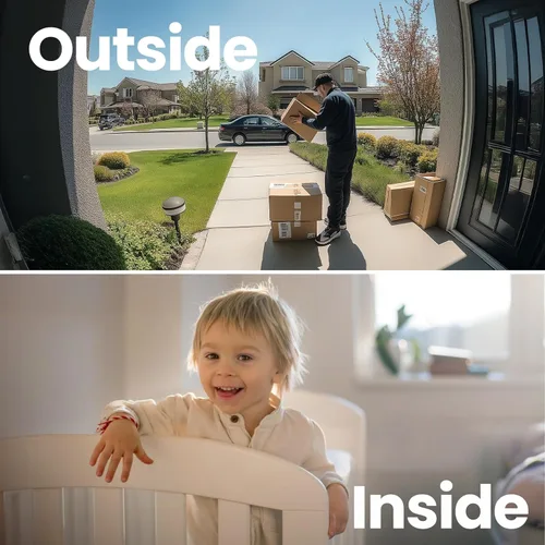 Vista 8 de VIMTAG Cámaras 5G/2.4G 4MP para seguridad del hogar, cámara exterior/interior para perro/gato/mascota/niñera/bebé, con cable, visión nocturna a