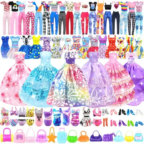Vista 9 de 92 piezas de ropa y accesorios para muñecas con armario para muñecas de 11.5 pulgadas, kit de diseño de moda para niña, incluye trajes de vestir