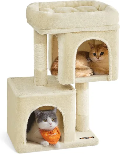 Feandrea Árbol para gatos, torre para gatos de 26.4 pulgadas, condominio de felpa para gatitos de hasta 7 libras, percha grande, 2 cuevas, poste