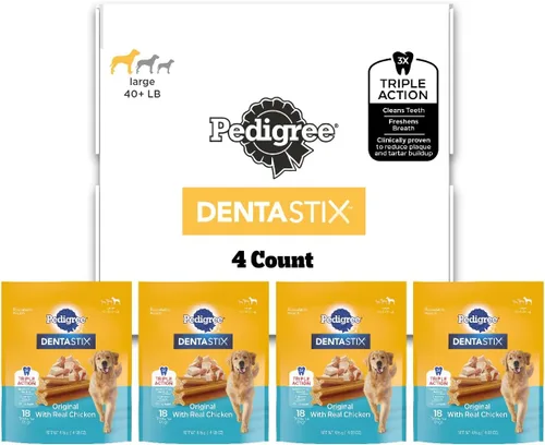 Vista 20 de Pedigree Dentastix - Golosinas para perros de raza grande, sabor a tocino, bolsa de 1.67 libras (32 golosinas)
