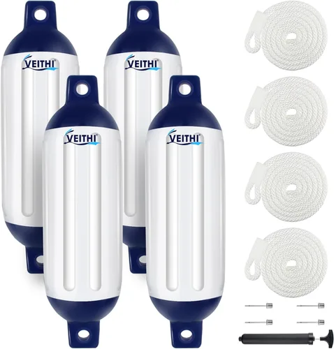 Vista 13 de Juego de 4 guardabarros para barco de 4.5/5.5/6.5/8.5/10/16 pulgadas, parachoques de vinilo con ojos gemelos acanalados, parachoques para barco