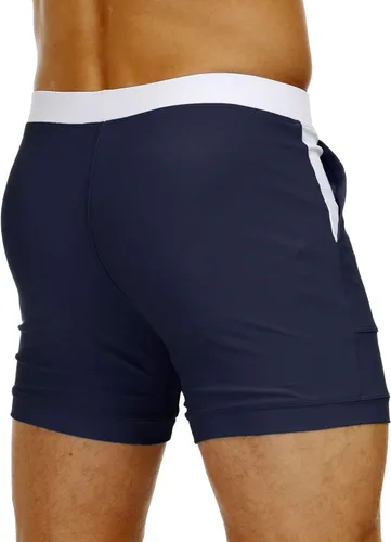 Vista 3 de MAGNIVIT Traje de baño para hombre, color liso, básico, largo, deportivo, con bolsillos