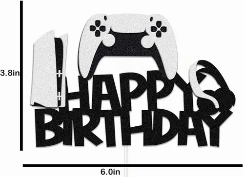 Vista 2 de Decoración de pastel de videojuegos con purpurina para fiesta temática de videojuegos