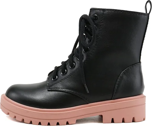 Vista 9 de SODA FIRM - Botines de combate con suela de lengüeta, cordones y cremallera lateral