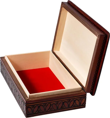 Vista 3 de JOYERÍA CAJA DE MADERA Hecho A Mano De Linden Recuerdo, Hecho En Polonia