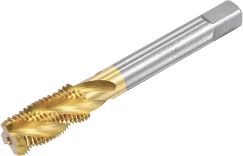 uxcell Grifo de roscado de flauta en espiral M12 x 1.25, métrico HSS (acero de alta velocidad) chapado en titanio, roscado de rosca de máquina, 4