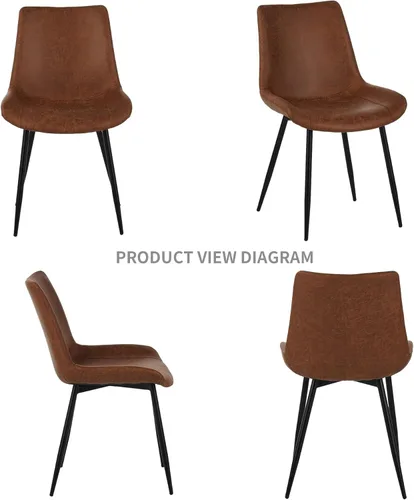 Vista 6 de Modern Dining Chairs Set of 4, Upholstered Faux Leather Cushion Seat with Sturdy Metal Legs, Perfect for Dining Room, Kitchen, Office Desk Chair and