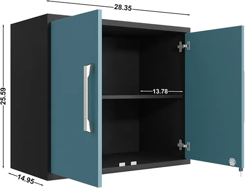 Vista 163 de Manhattan Comfort Eiffel - Armario de garaje con ruedas de 28.35 pulgadas con 1 cajón, puertas de cierre suave y 2 espacios para estanterías