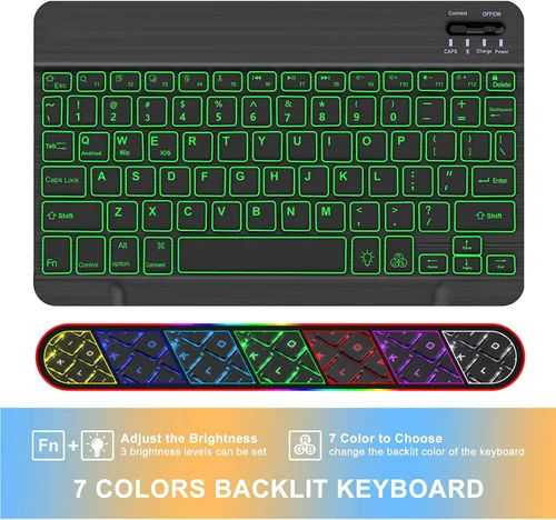 Vista 3 de Funda para teclado para Samsung Galaxy Tab S6 Lite de 10.4" 2024 2022/2020 (SM-P610/P613/P615/P619), Funda para teclado retroiluminada desmontable