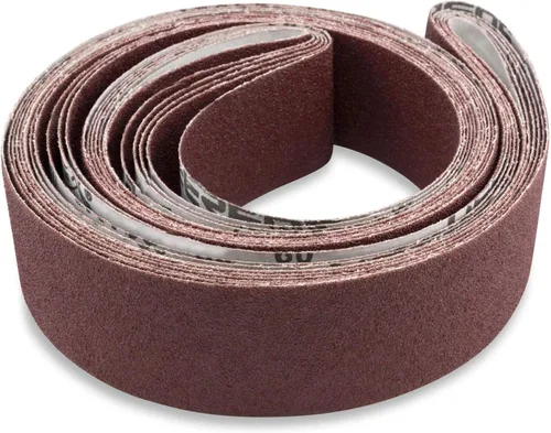 Vista 2 de Red Label Abrasives Cinturones de lijado multiusos de óxido de aluminio flexibles de grano 60 de 2 x 72 pulgadas para carpintería, cuero, goma