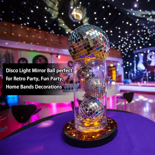 Vista 6 de 30 bolas de discoteca – Adornos de bola de discoteca con espejo colgante, decoración de fiesta de discoteca para despedida de soltera temática