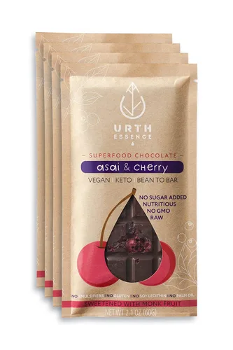 Urth Essence Barras de chocolate veganas sin azúcar | Chocolate Keto | Chocolate sin lácteos | Alimentos aptos para dieta cetogénica | Regalos
