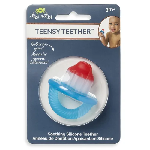 Vista 4 de Itzy Ritzy Mordedor de silicona para adolescentes, flexible, suave y hueco, juguete de dentición para bebés con mango fácil de sostener, diseñado