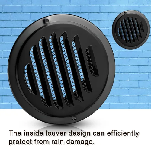 Vista 6 de Zonon Paquete de 4 rejillas de ventilación redondas negras de 6 pulgadas para secadora de acero inoxidable con pantalla de malla para el hogar
