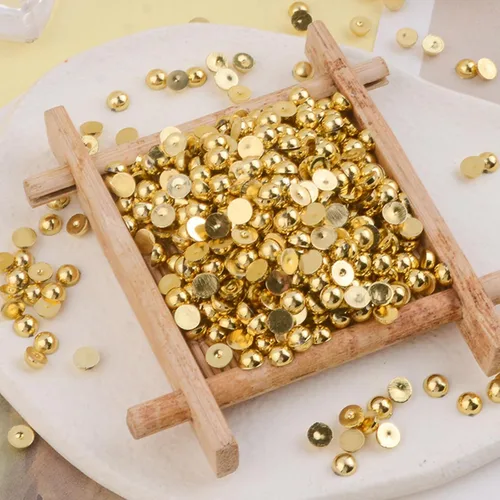 Vista 4 de 5000 PIEZAS de 4mm de Perlas Planas para Artesanía Oro, Perlas de Media Ronda de Imitación a Granel para Proyectos de Manualidades, Perlas de Parte