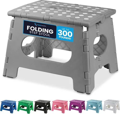 Vista 10 de Handy Laundry Taburete plegable de paso - Taburete plegable lo suficientemente resistente para apoyar a adultos y lo suficientemente seguro
