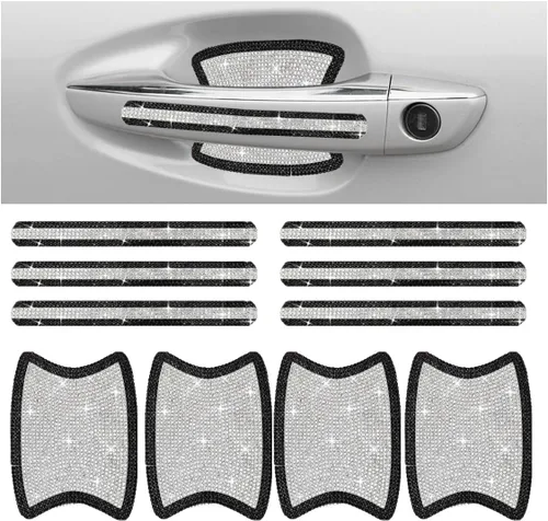 Protector de manija de puerta de automóvil con brillos, calcomanía brillante para manijas de puertas de automóvil, antiarañazos, cubierta protectora