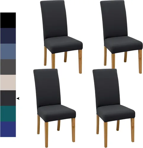 Vista 142 de Fundas para Sillas de Comedor, Juego de Fundas para Sillas de Comedor de 4 Piezas, Fundas Elásticas para Sillas de Cocina, Fundas para Sillas