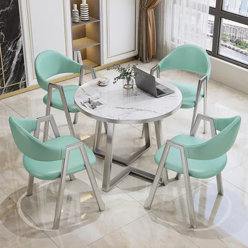 Vista 14 de YVYKFZD Office Reception Room Club Table and Chair Set, Coffee Kitchen Dining Table Set, Simple Round Conference Table for 4, Leisur Conference Room